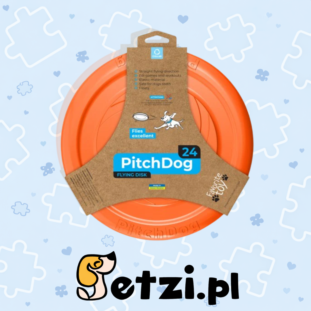PITCHDOG ZABAWKA, LATAJĄCY DYSK, ŚREDNICA 24 CM POMARAŃCZOWY