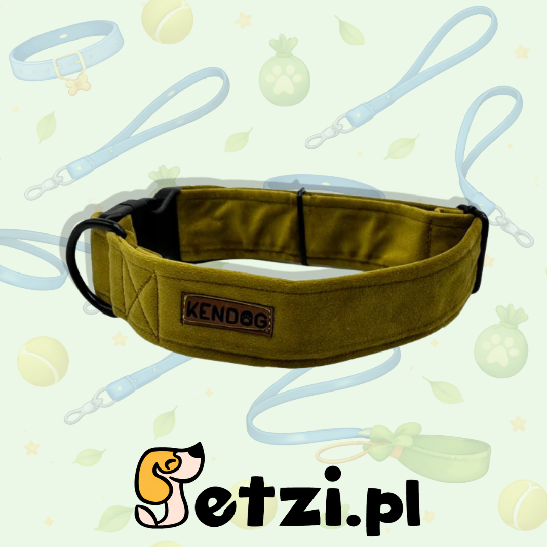 KENDOG OBROŻA DLA PSA VELVET OLIVE 1,5CM XS