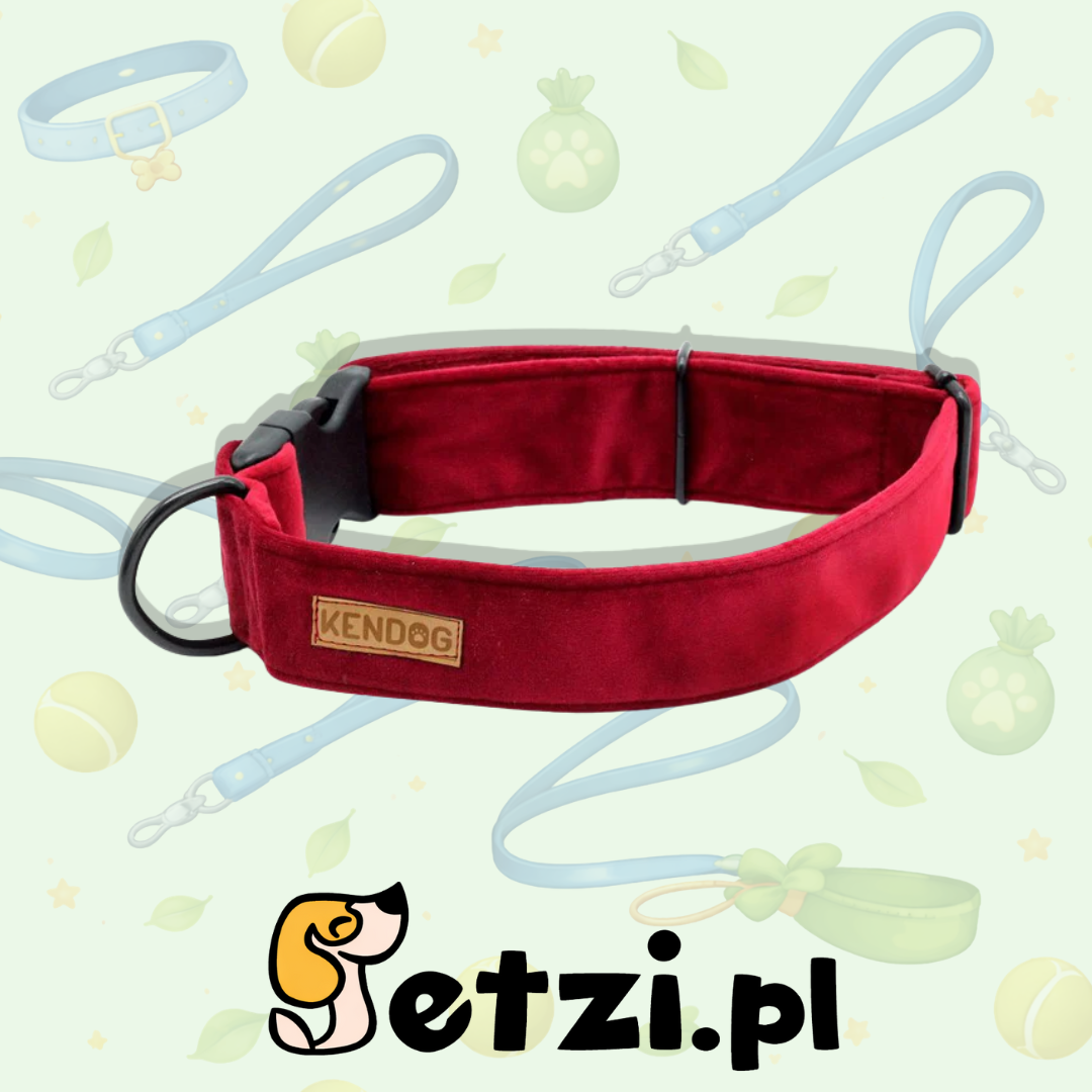 KENDOG OBROŻA DLA PSA VELVET RED 1,5CM XS