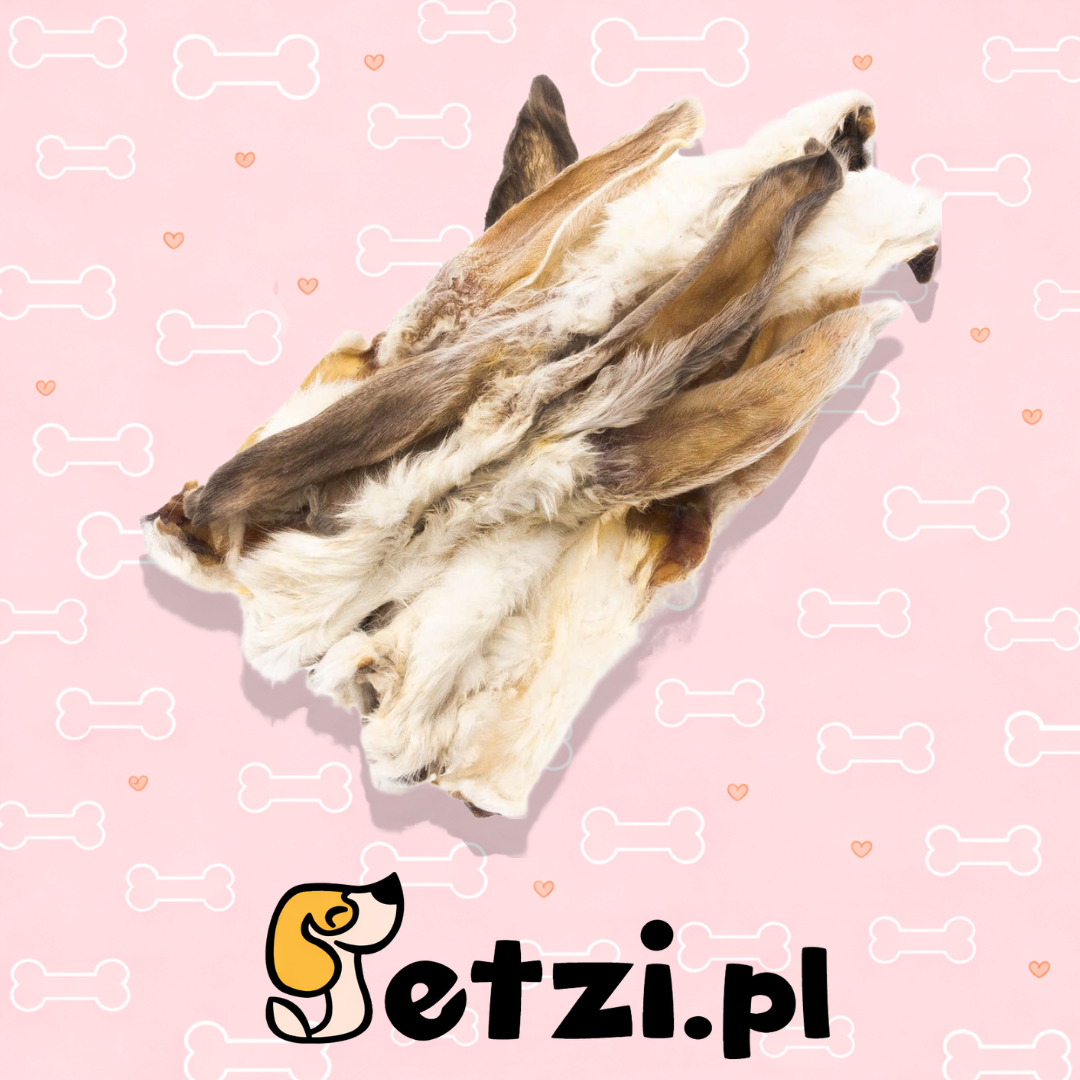 4DOGS UCHO KRÓLICZE Z FUTREM 10SZT