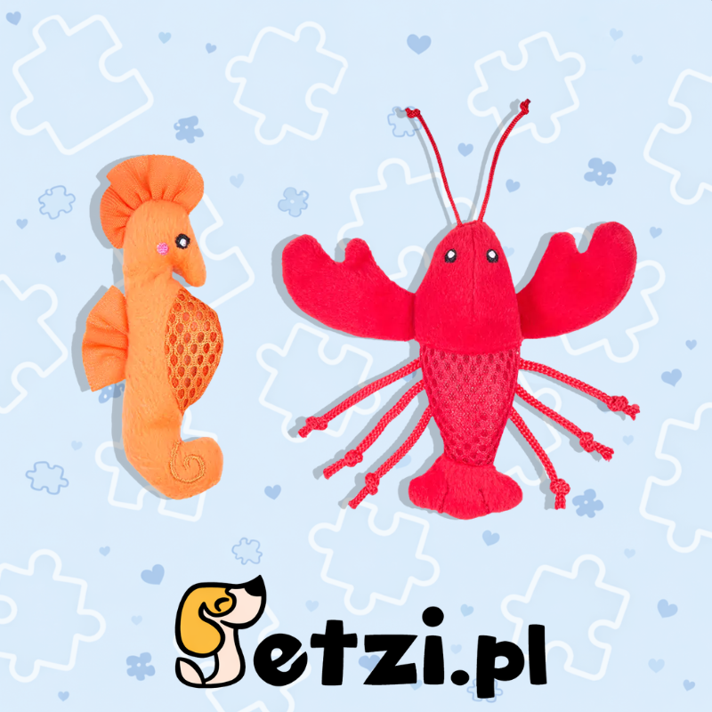 ZIPPY CLAWS MESH MATES 2PACK SEAHORSE AND LOBSTER