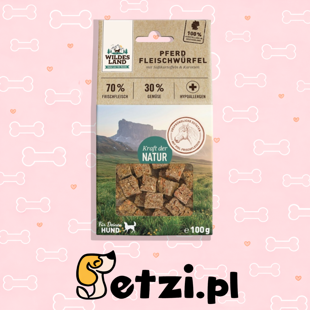 WILDES LAND DOG PFERD KONINA KOSTKI MIĘSNE PRZYSMAKI 100G