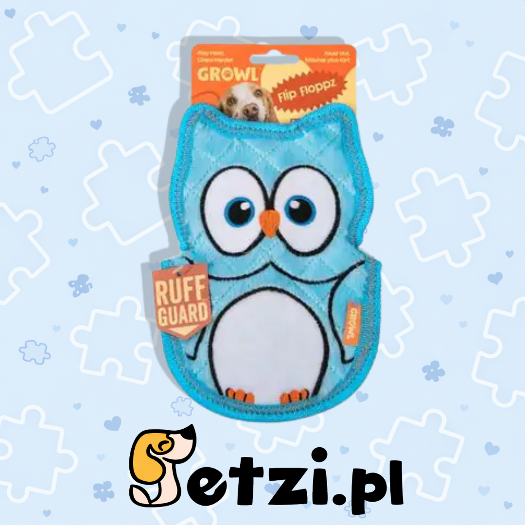 GROWL FLIP FLOPPZ OWL BLUE - KOLOROWA, WYTRZYMAŁA ZABAWKA DLA PSIAKA