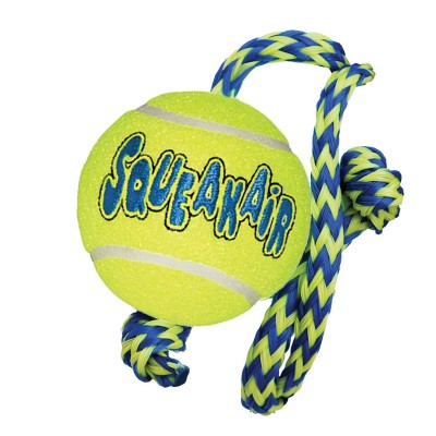 KONG AIR SQUEAKER TENNIS BALL M 6 CM WITH ROPE 52 CM