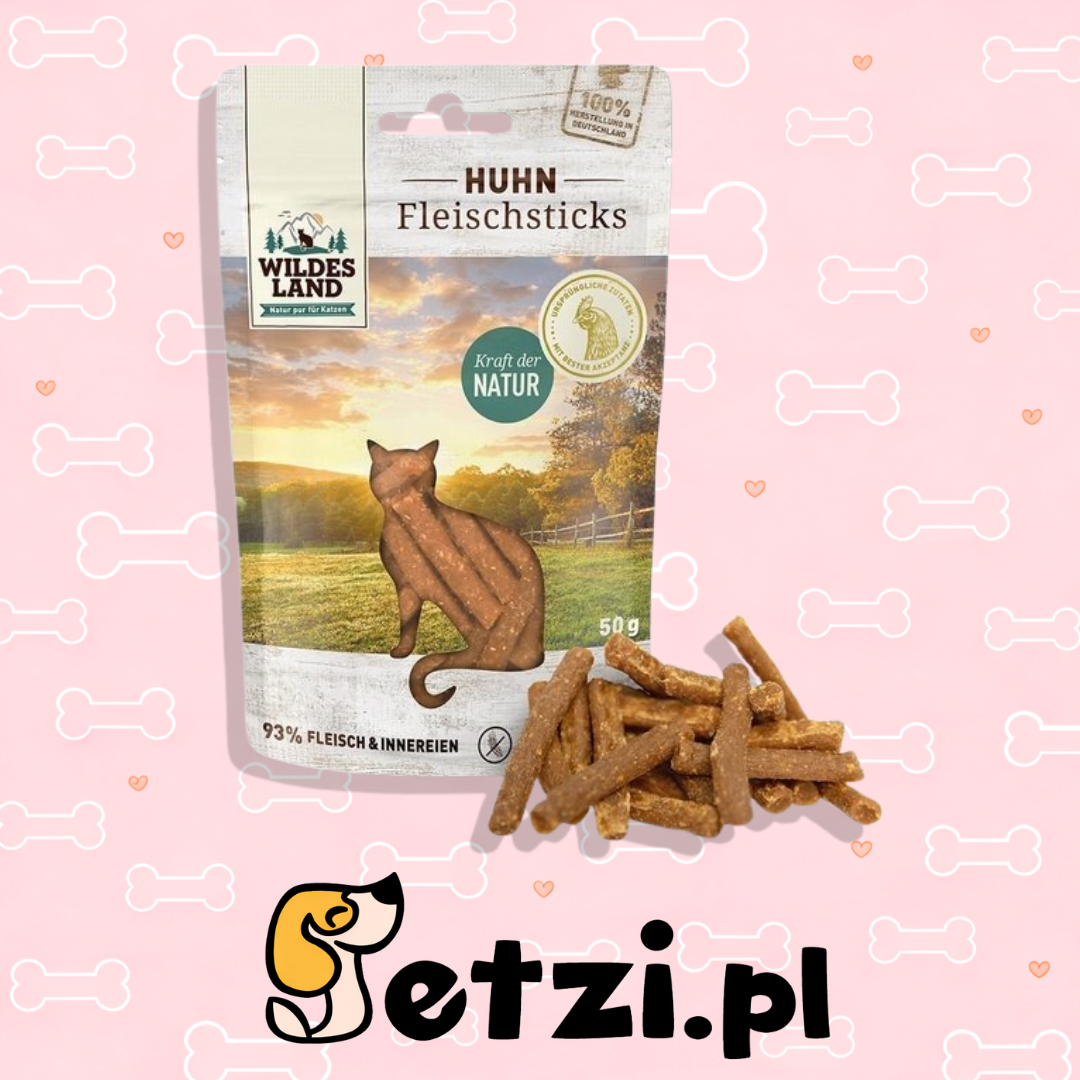 WILDES LAND CAT FLEISCHSTICKS HUHN PATYCZKI Z KURCZAKA 50G