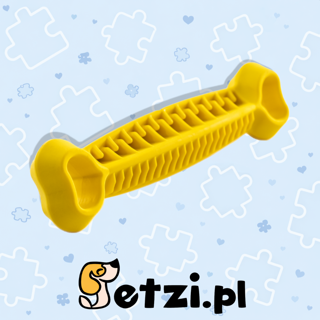 FIBOO FIBOONE DENTAL - ŻÓŁTY 19CM - TRWAŁY GRYZAK DLA PSIAKA