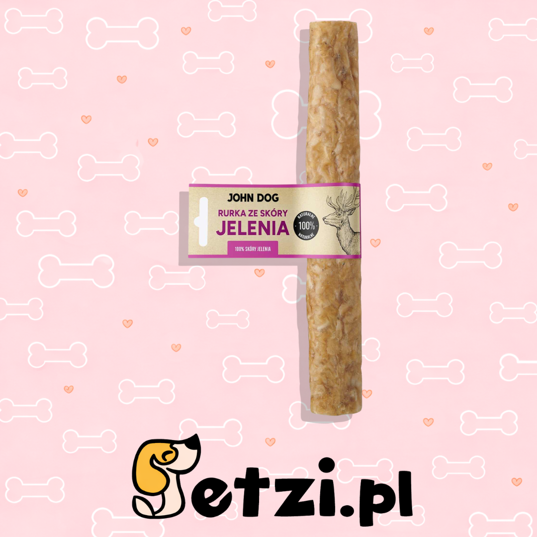 JOHN DOG SUSZONY GRYZAK DLA PSA RURKA ZE SKÓRY JELENIA 25CM