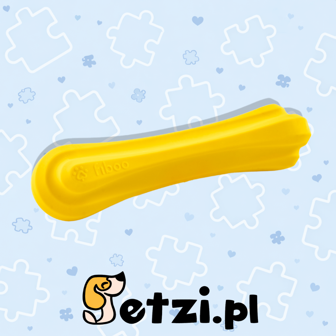 FIBOO FIBOONE M ŻÓŁTY - 15CM WYTRZYMAŁY GRYZAK DLA ŚREDNICH PSIAKÓW