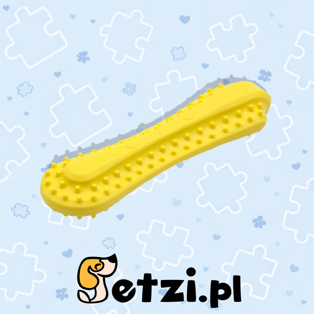 FIBOO FIBOONE PUPPY ŻÓŁTY - 9CM - MIĘKKI GRYZAK DLA SZCZENIĄT
