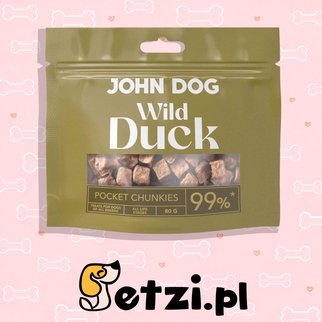 JOHN DOG PRZYSMAKI DLA PSA CHUNKIES WILD POCKET Z KACZKI 80G