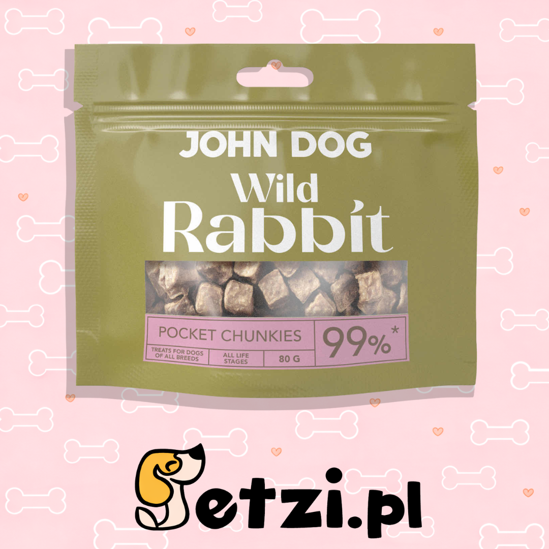 JOHN DOG PRZYSMAKI DLA PSA CHUNKIES WILD POCKET Z KRÓLIKA 80G