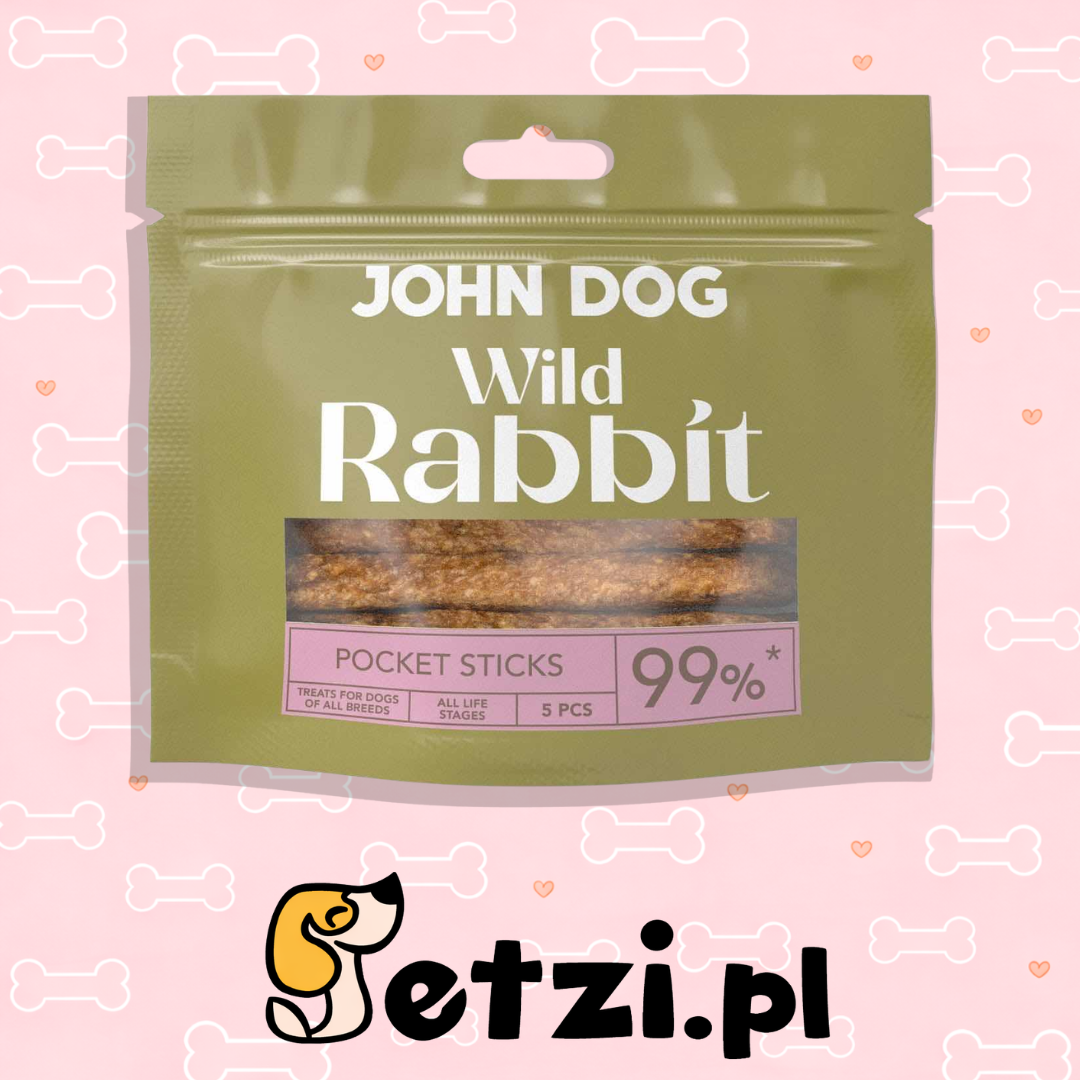 JOHN DOG PRZYSMAKI DLA PSA STICKS WILD POCKET Z KRÓLIKA 5SZT