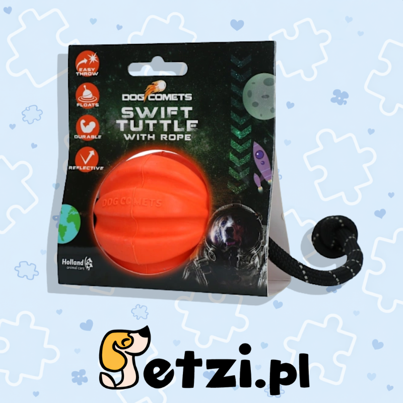 DOG COMETS BALL METEORITE ORANGE WITH ROPE