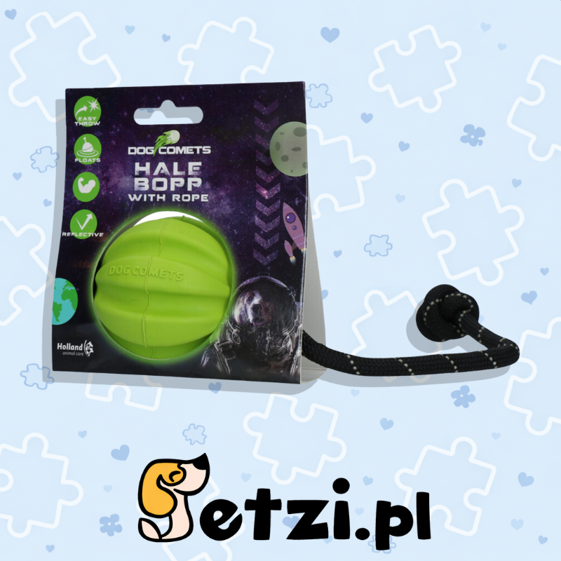 DOG COMETS BALL METEORITE GREEN WITH ROPE