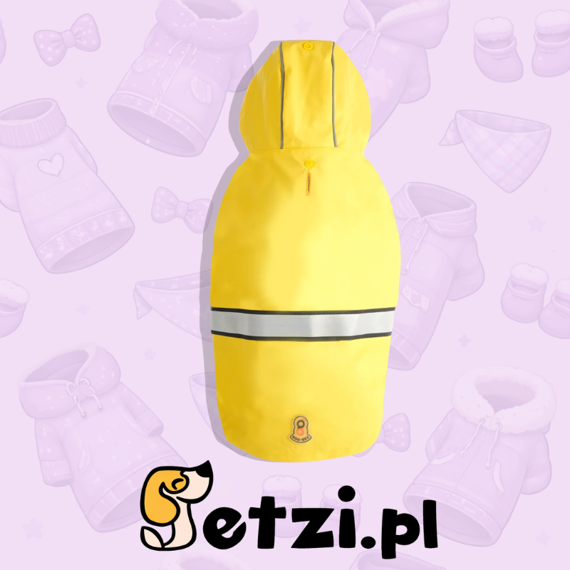 GOOEEZ REFLECTIVE HOODED RAINCOAT XS YELLOW/GREY - PŁASZCZYK DLA PSIAKA