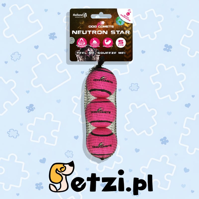 DOG COMETS NEUTRON STAR PINK 3PC WITH SQUEAKER