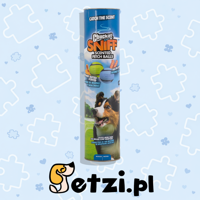 CHUCKIT SNIFF FETCH BALLS MD CANISTER 4PK