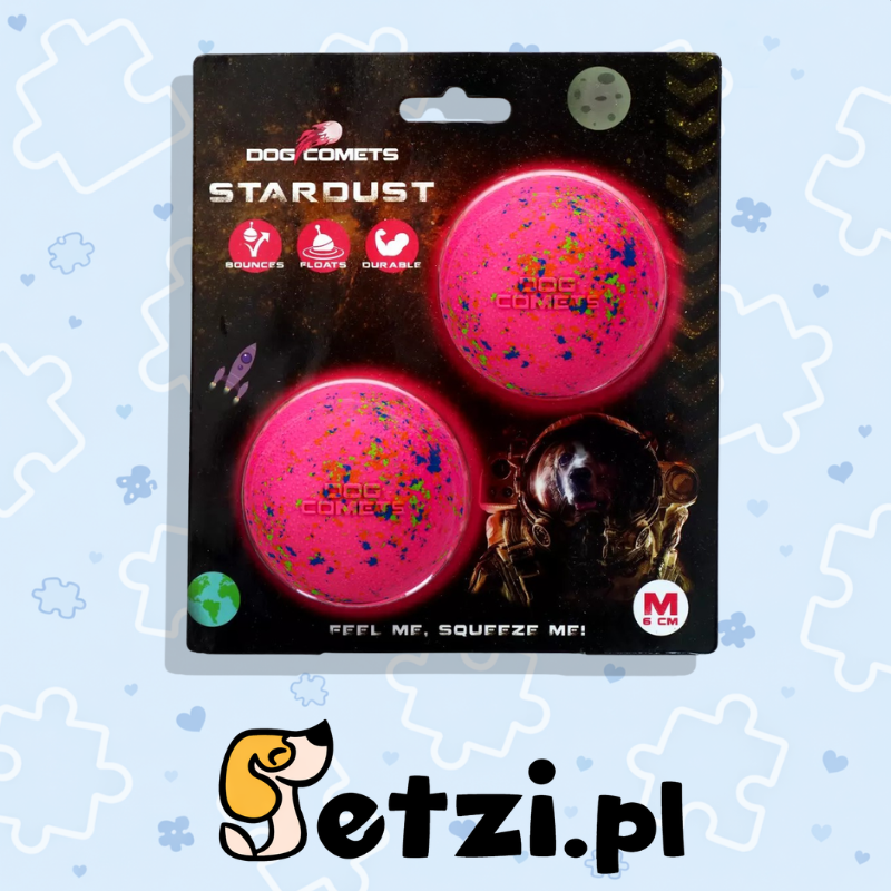 DOG COMETS BALL STARDUST PINK M 2-PACK
