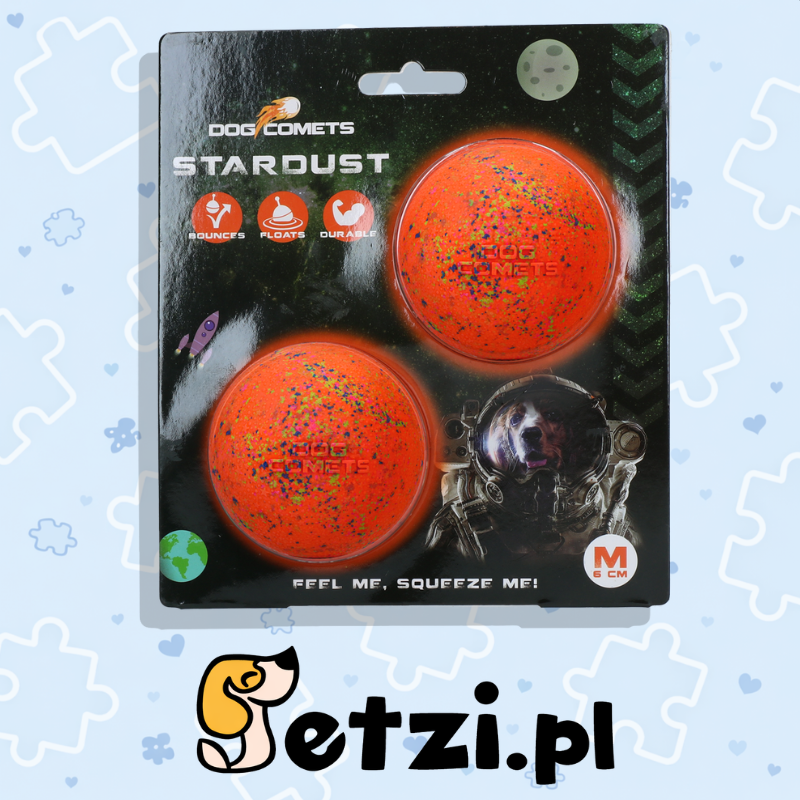 DOG COMETS BALL STARDUST ORANGE M 2-PACK