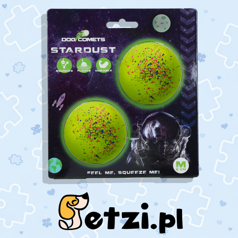 DOG COMETS BALL STARDUST GREEN M 2-PACK