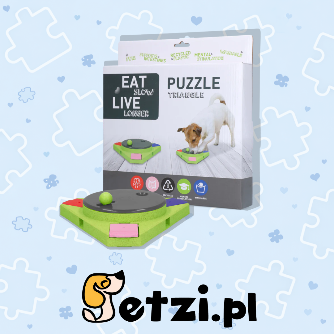 EAT SLOW LIVE LONGER PUZZLE TRIANGLE ZABAWKA INTERAKTYWNA DLA PSA
