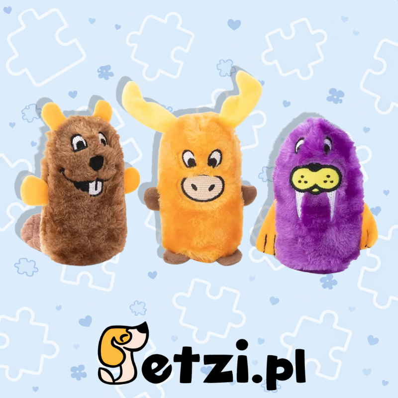 ZIPPY PAWS SQUEAKIE BUDDIES 3PACK BEAVER MOOSE WALRUS
