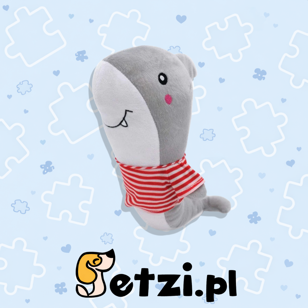 ZIPPYPAWS PLUSZOWY REKIN SHELBY – MIĘKKA, PISZCZĄCA ZABAWKA DLA PSA
