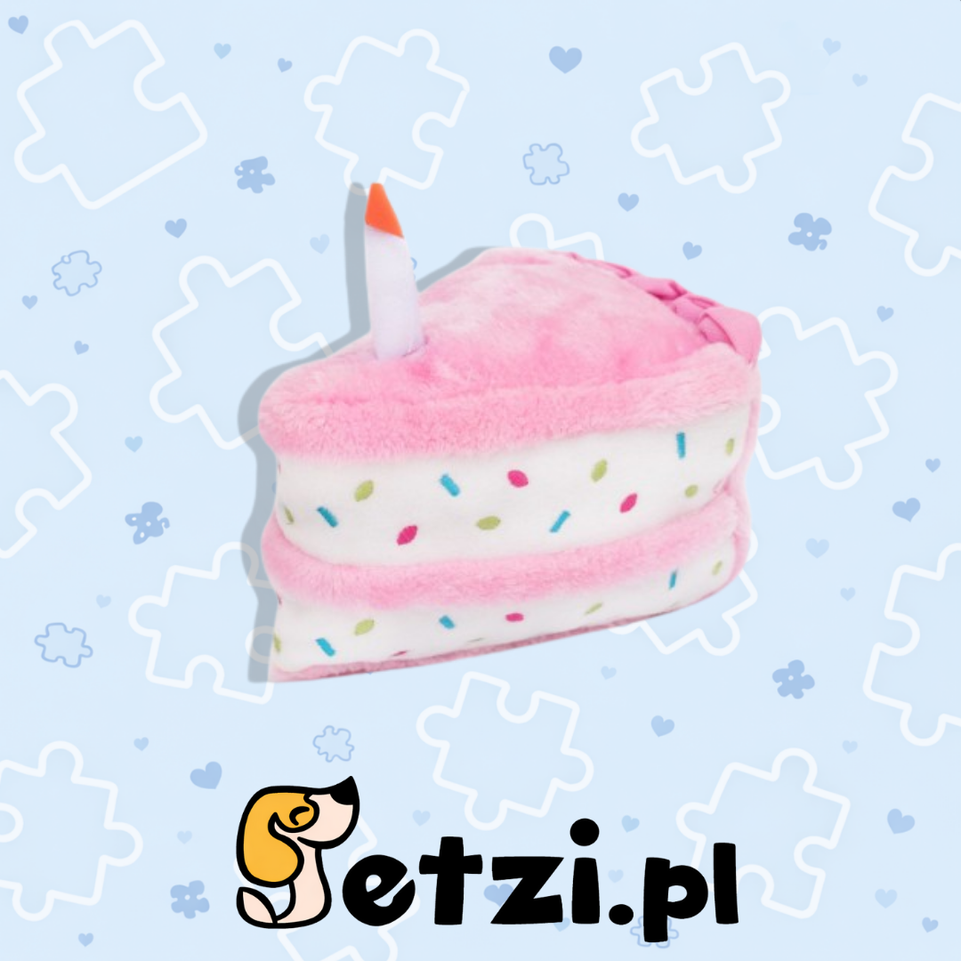 ZIPPYPAWS PLUSZOWY TORT RÓŻOWY– UROCZA, PISZCZĄCA ZABAWKA DLA PSA