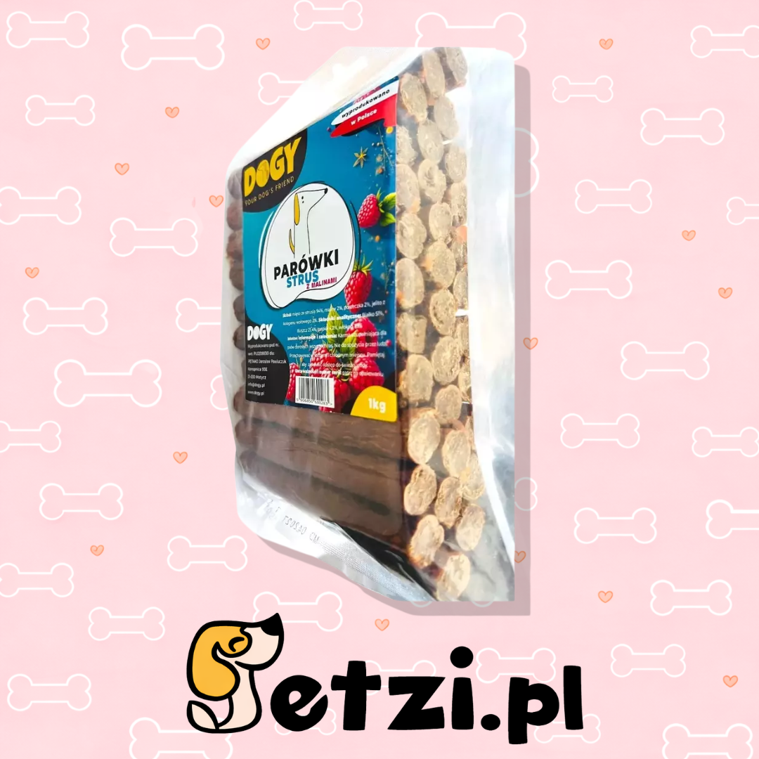 DOGY PARÓWKI STRUŚ Z MALINAMI 1KG