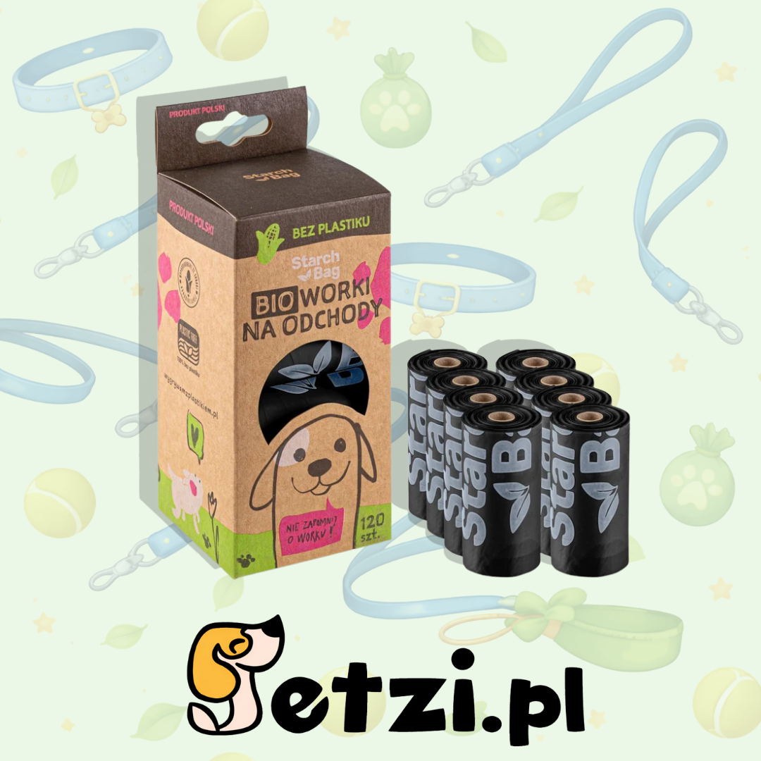 STARCHBAG KOMPOSTOWALNE BIOWORKI NA ODCHODY 8 ROLEK X 15SZT, KOL. CZARNY