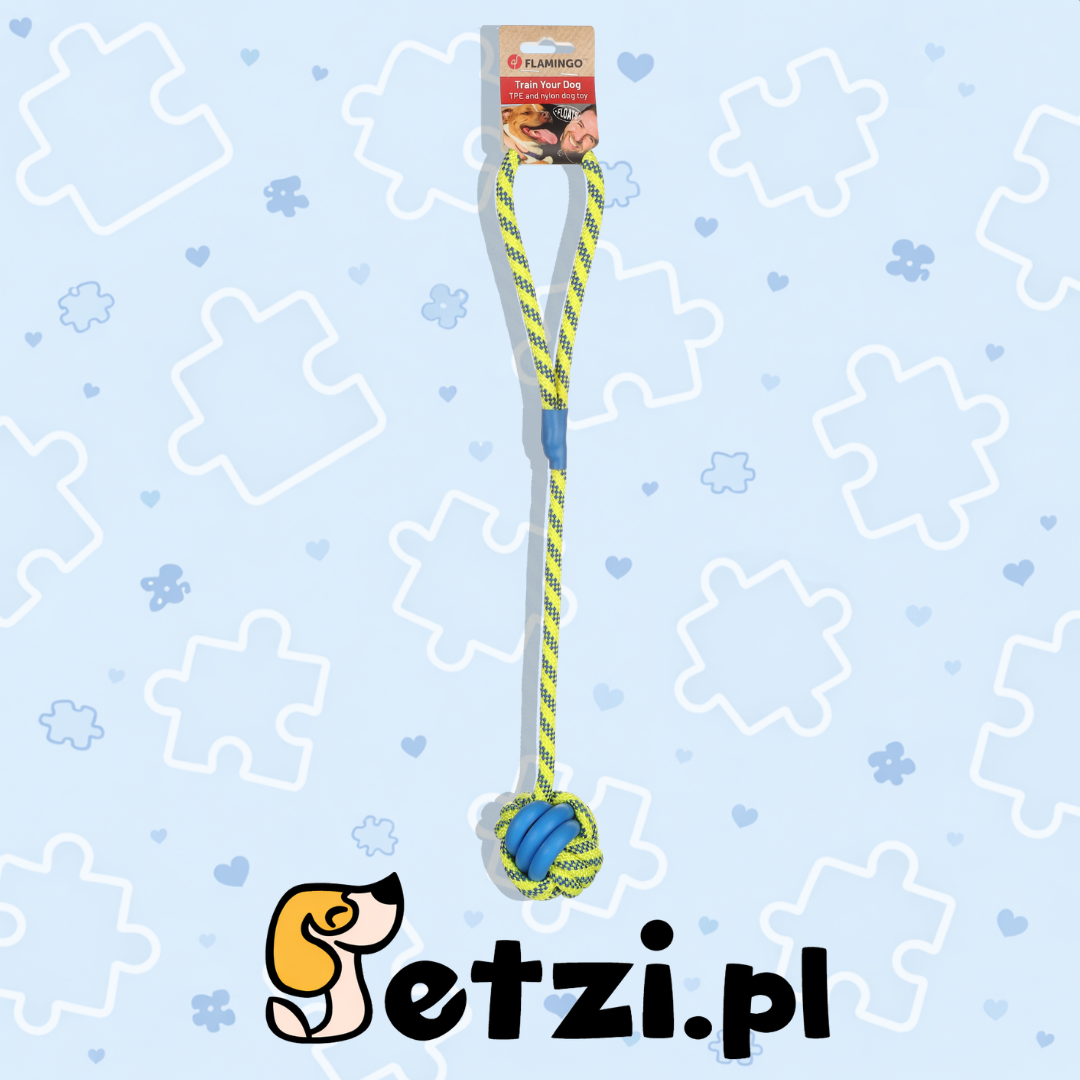 FLAMINGO DT TOFLA RING PULL ROPE BLUE/YELLOW + BALL 50X7,5X7,5CM