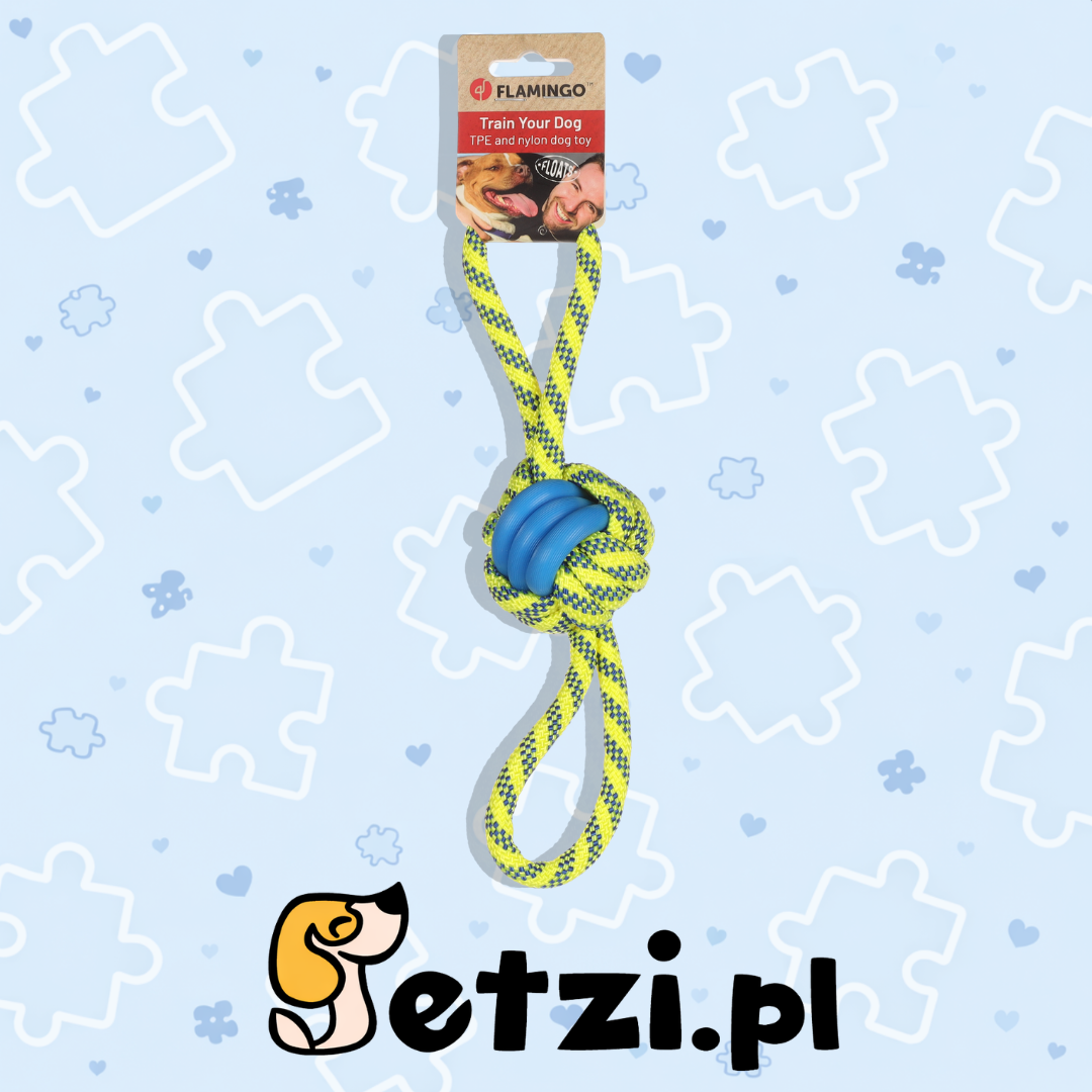 FLAMINGO DT TOFLA RING PULL ROPE BLUE/YELLOW + BALL 30X7X7CM