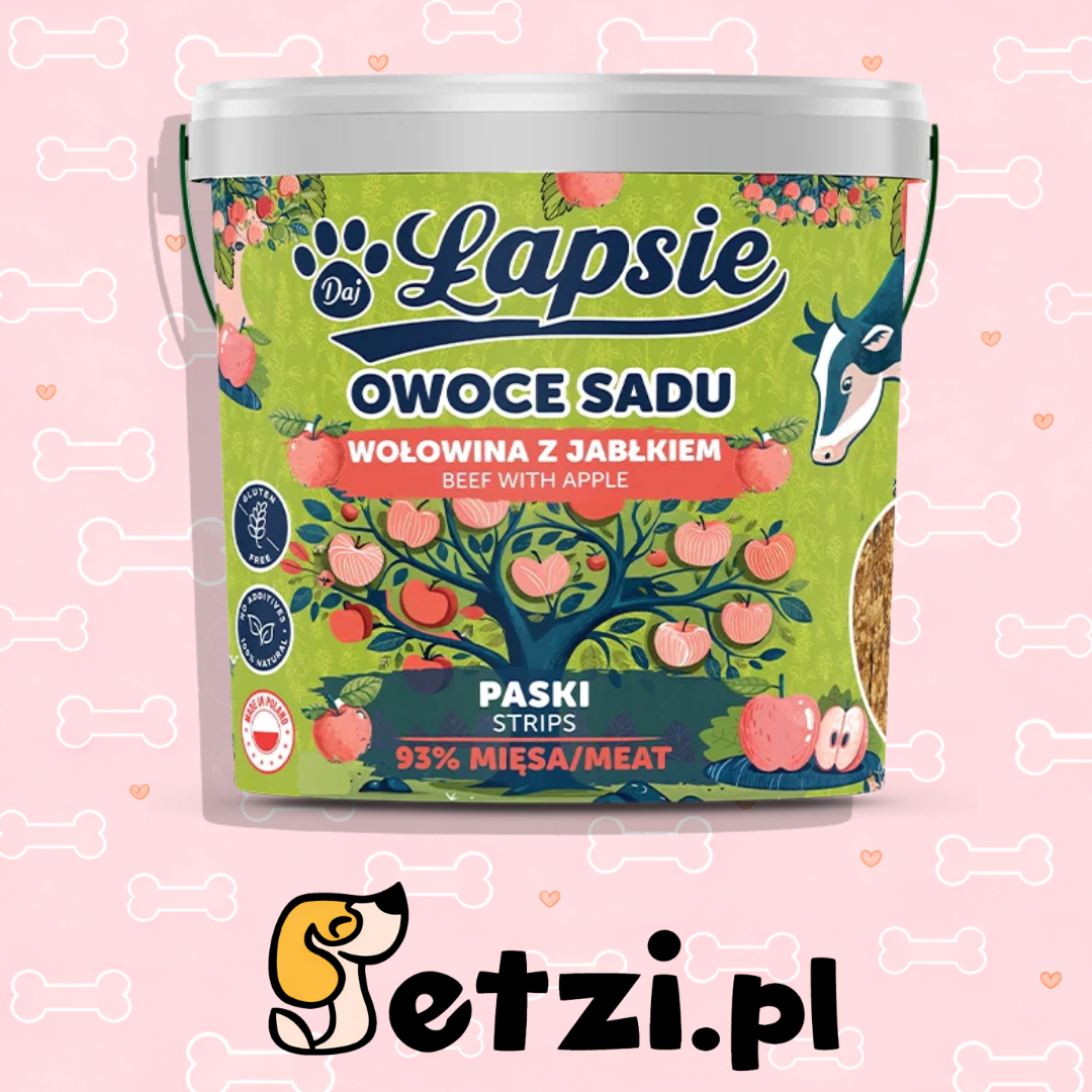 ŁAPSIE PASKI OWOCE SADU WOŁOWINA Z JABŁKIEM 400G