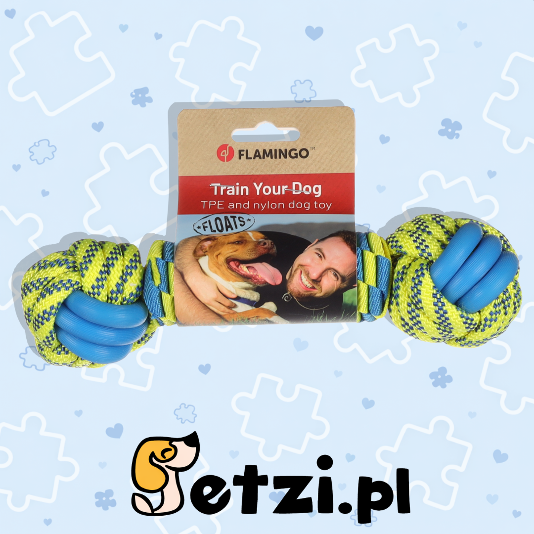 FLAMINGO DT TOFLA KNOTTED BONE BLUE/YELLOW 28X7,3X7,3CM