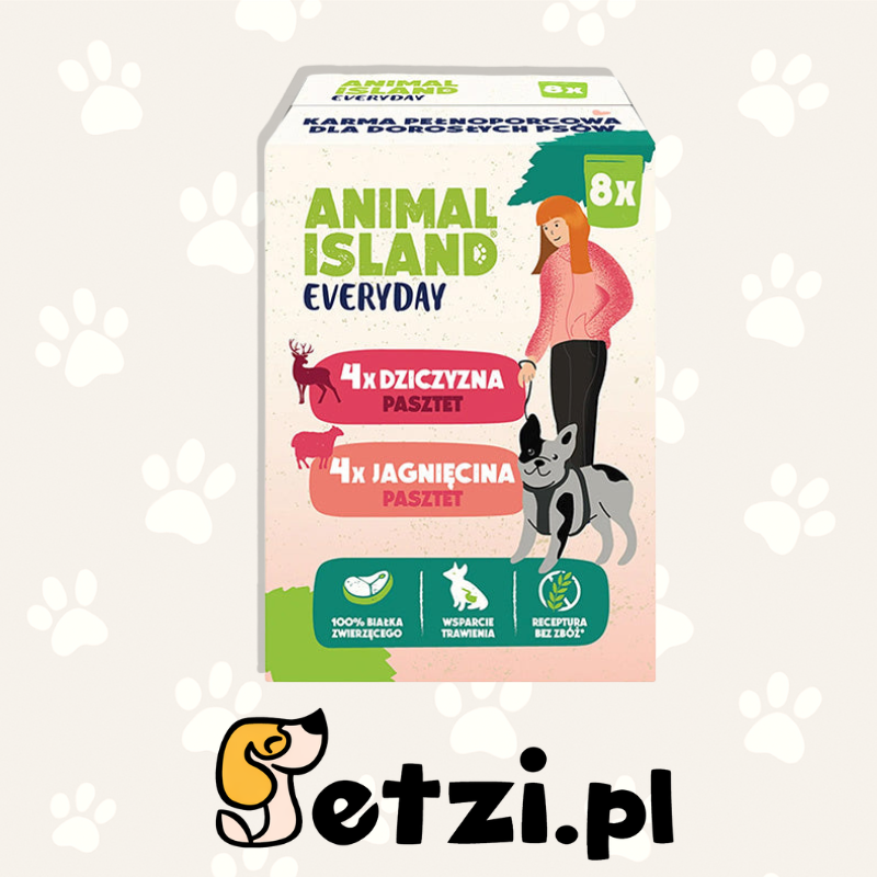 ANIMAL ISLAND MOKRA KARMA DLA PSA DZICZYZNA 4SZT JAGNIĘCINA 4SZT 8X 150G