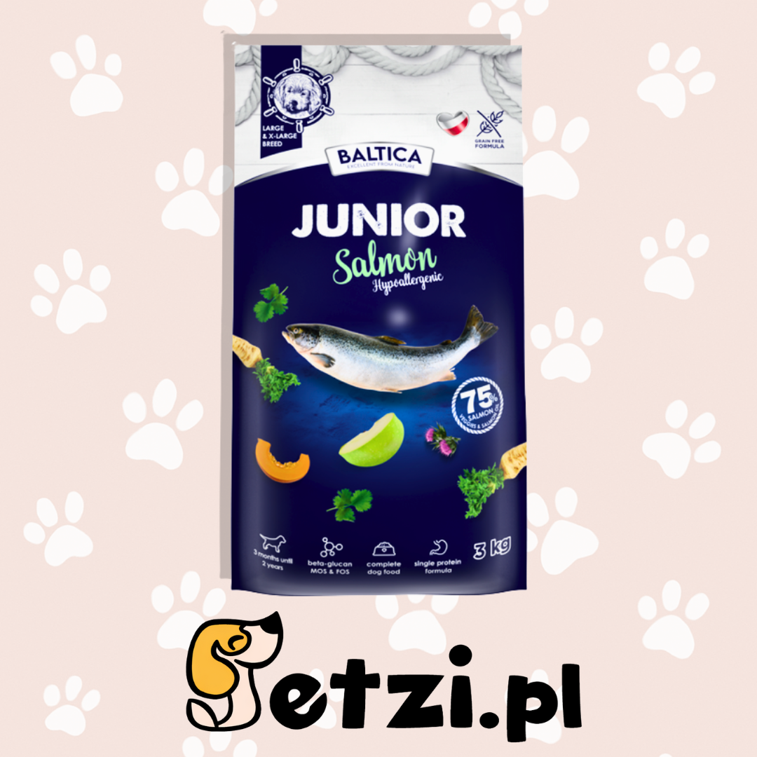BALTICA HIPOALERGICZNA JUNIOR SUCHA KARMA DLA PSA SALMON L/XL 3KG