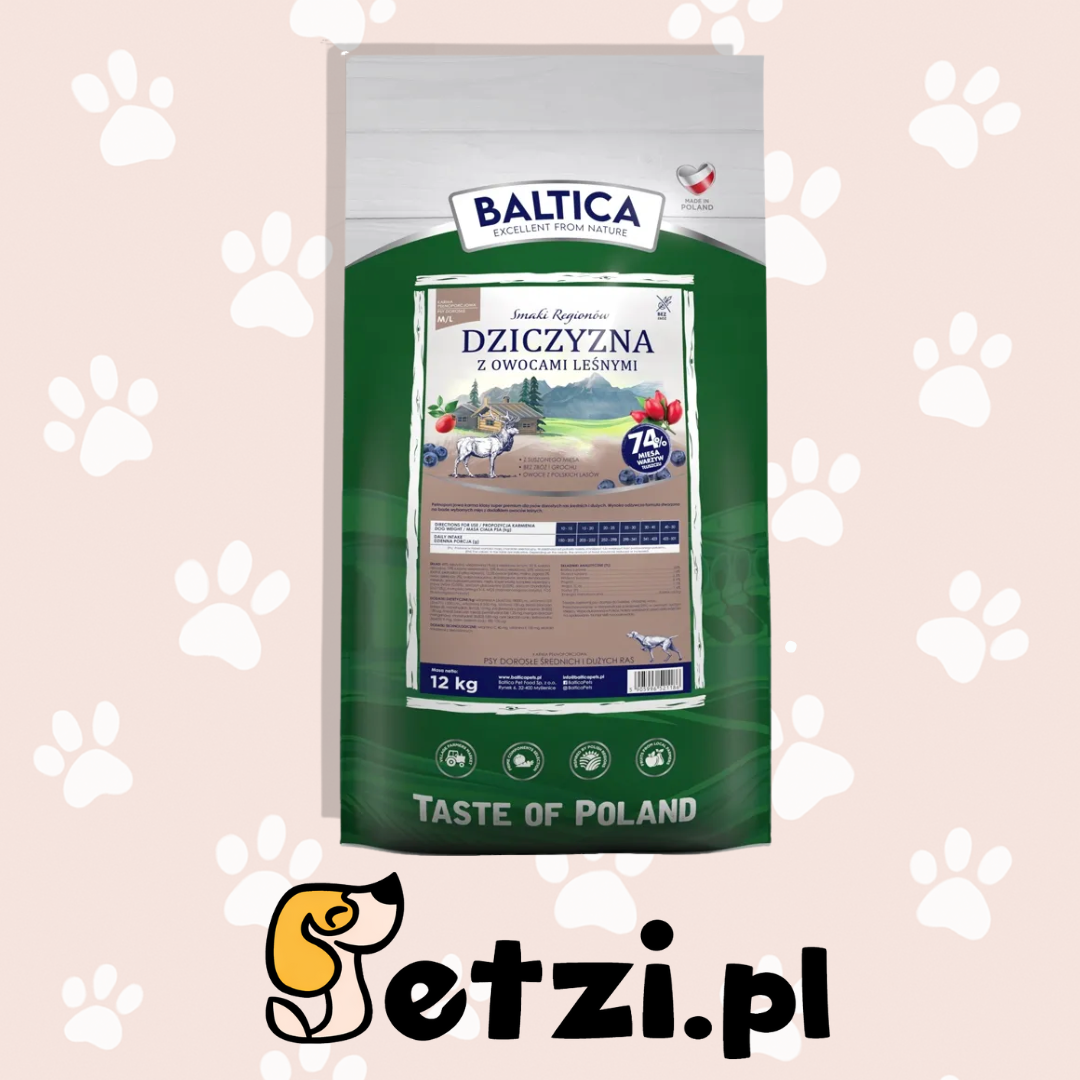 BALTICA SMAKI REGIONÓW SUCHA KARMA DLA PSA DZICZYZNA Z OWOCAMI LEŚNYMI M/L 12KG