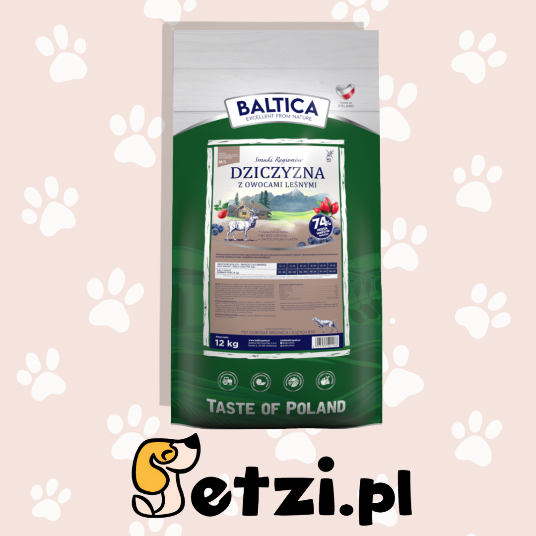 BALTICA SMAKI REGIONÓW SUCHA KARMA DLA PSA DZICZYZNA Z OWOCAMI LEŚNYMI XL 12KG