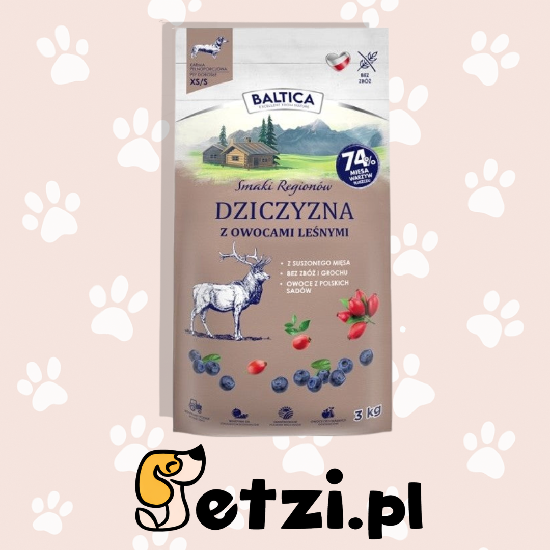 BALTICA SMAKI REGIONÓW SUCHA KARMA DLA PSA DZICZYZNA Z OWOCAMI LEŚNYMI XS/S 3KG