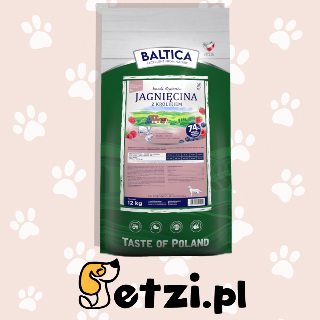 BALTICA SMAKI REGIONÓW SUCHA KARMA DLA PSA JAGNIĘCINA Z KRÓLIKIEM XL 12KG
