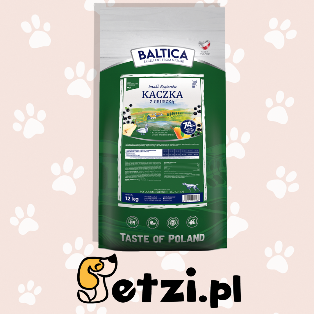 BALTICA SMAKI REGIONÓW SUCHA KARMA DLA PSA KACZKA Z GRUSZKĄ M/XL 12KG