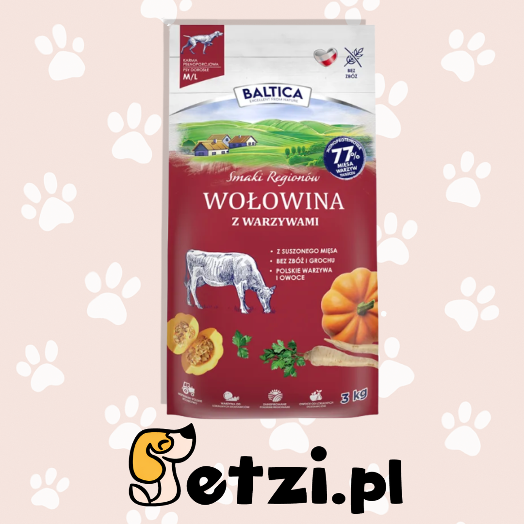 BALTICA SMAKI REGIONÓW SUCHA KARMA DLA PSA WOŁOWINA Z WARZYWAMI M/L 3KG
