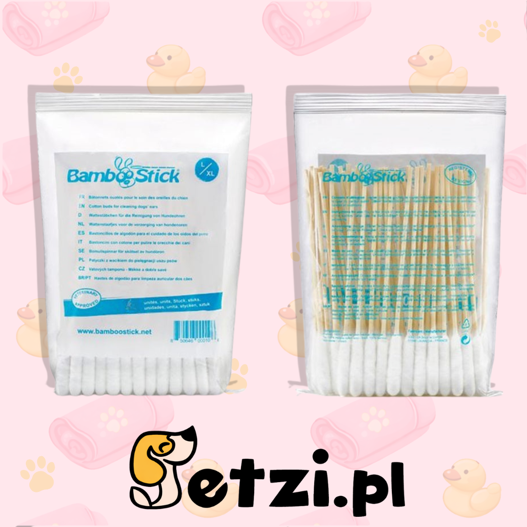 BAMBOOSTICK L/XL - PATYCZKI DO CZYSZCZENIA USZU DLA WIĘKSZYCH PSÓW - 10SZT.