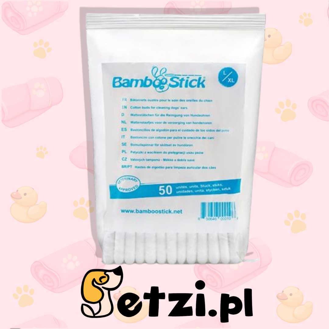 BAMBOOSTICK L/XL - PATYCZKI DO CZYSZCZENIA USZU DLA WIĘKSZYCH PSÓW - 50SZT.