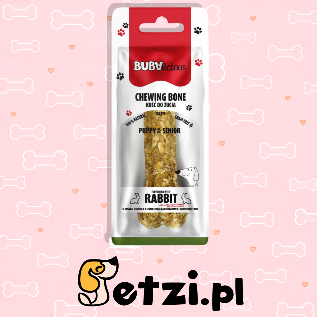 BUBA BUBALICIOUS KOŚĆ DO ŻUCIA DLA SZCZENIĄT I SENIORÓW Z DODATKIEM KRÓLIKA 17CM
