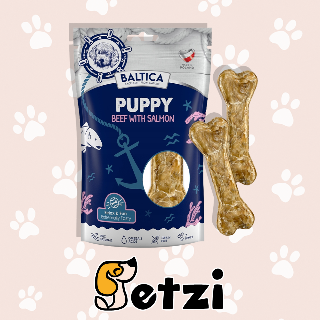 BALTICA KOŚCI DLA SZCZENIĄT Z ŁOSOSIEM PUPPY BEEF & SALMON 2 SZT.