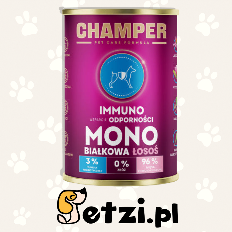 CHAMPER MOKRA KARMA DLA PSA IMMUNO MONOBIAŁKOWA ŁOSOŚ 400G