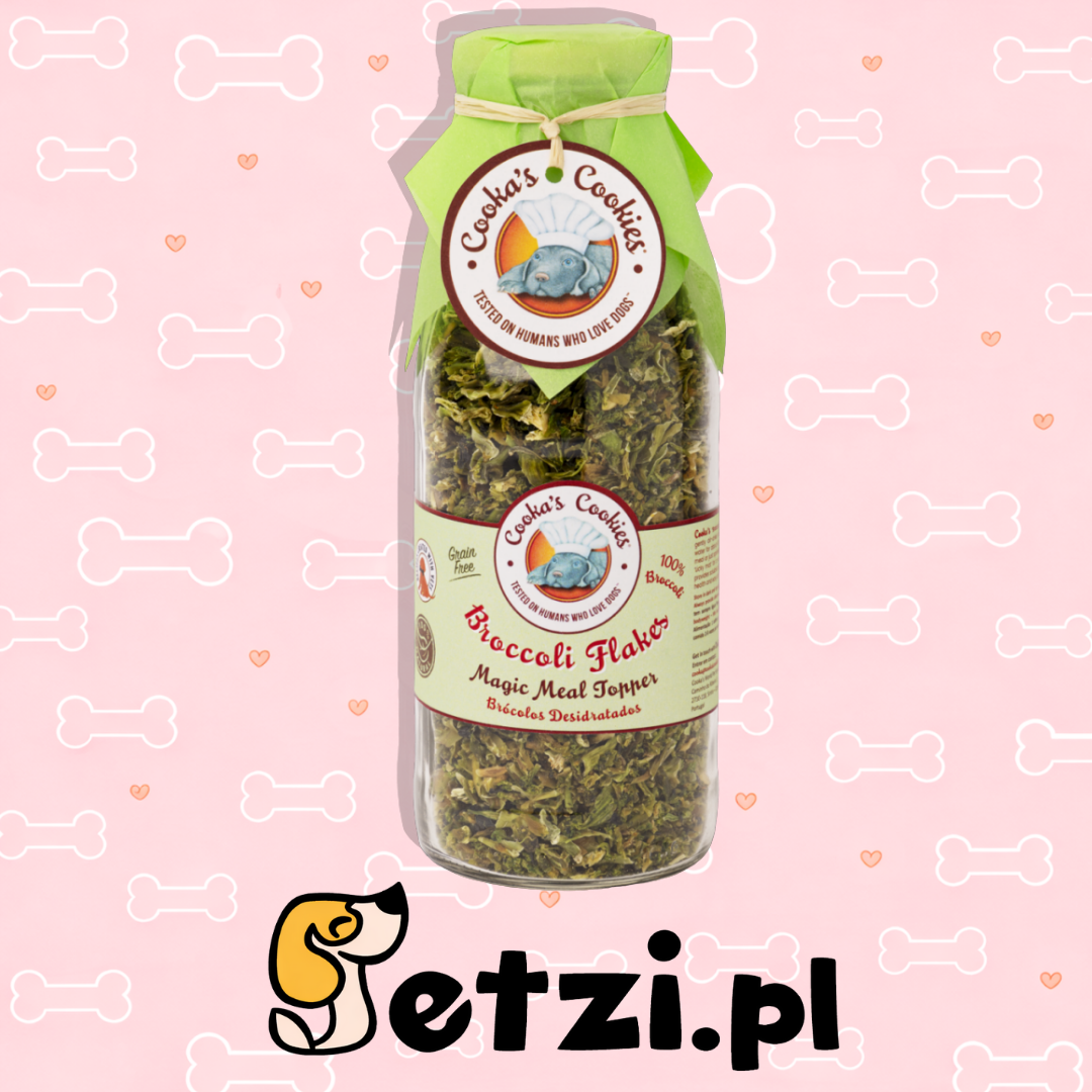 COOKAS COOKIES PRZYSMAKI DLA PSA BROCCOLI FLAKES PŁATKI Z SUSZONEGO BROKUŁA 180G