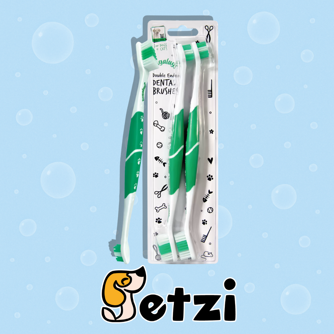 BUGALUGS TRIPLE HEADED DENTAL BRUSHES – TRÓJSTRONNA SZCZOTECZKA DO ZĘBÓW PSA I KOTA, 2 SZT