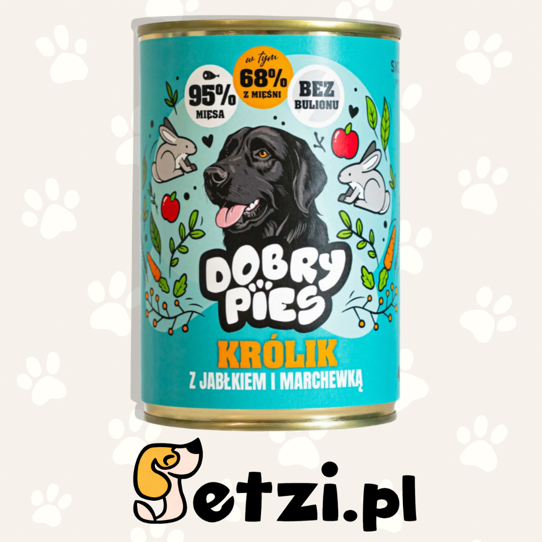 DOBRY PIES MOKRA KARMA DLA PSA KRÓLIK, INDYK, JABŁKO, MARCHEWKA 400G